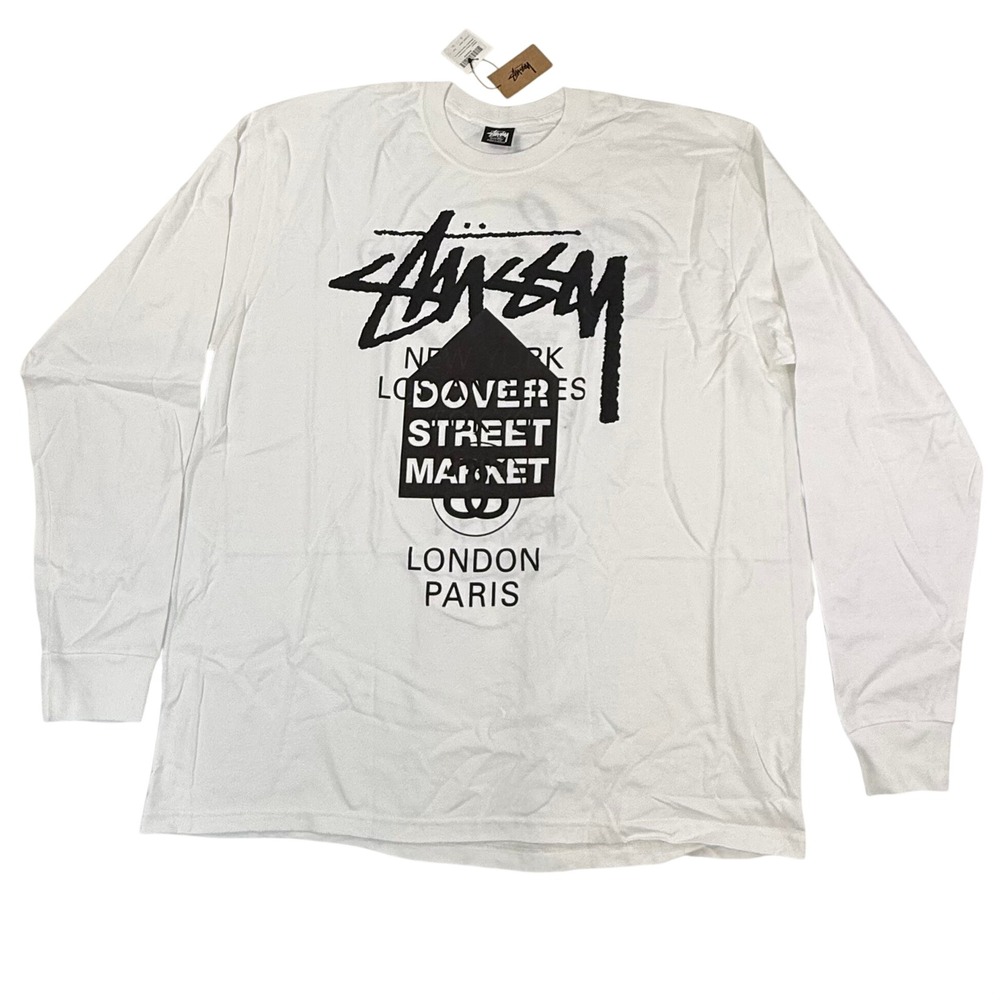 Stussy x Dover Street Market World Tour Long Sleeve Tee White Mens XL New